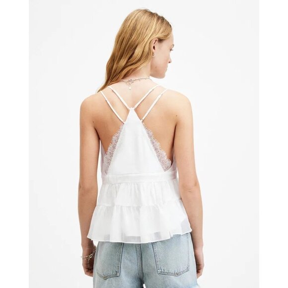 ALLSAINTS White Lace Trim Flowy Camisole Size 4 NWOT - Picture 2 of 6
